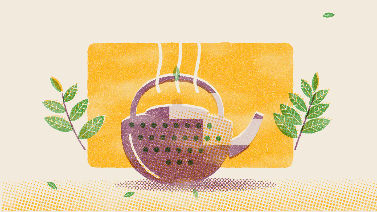 Risograph-style illustration: 6 Best Oolong Teas to Try From China and Taiwan