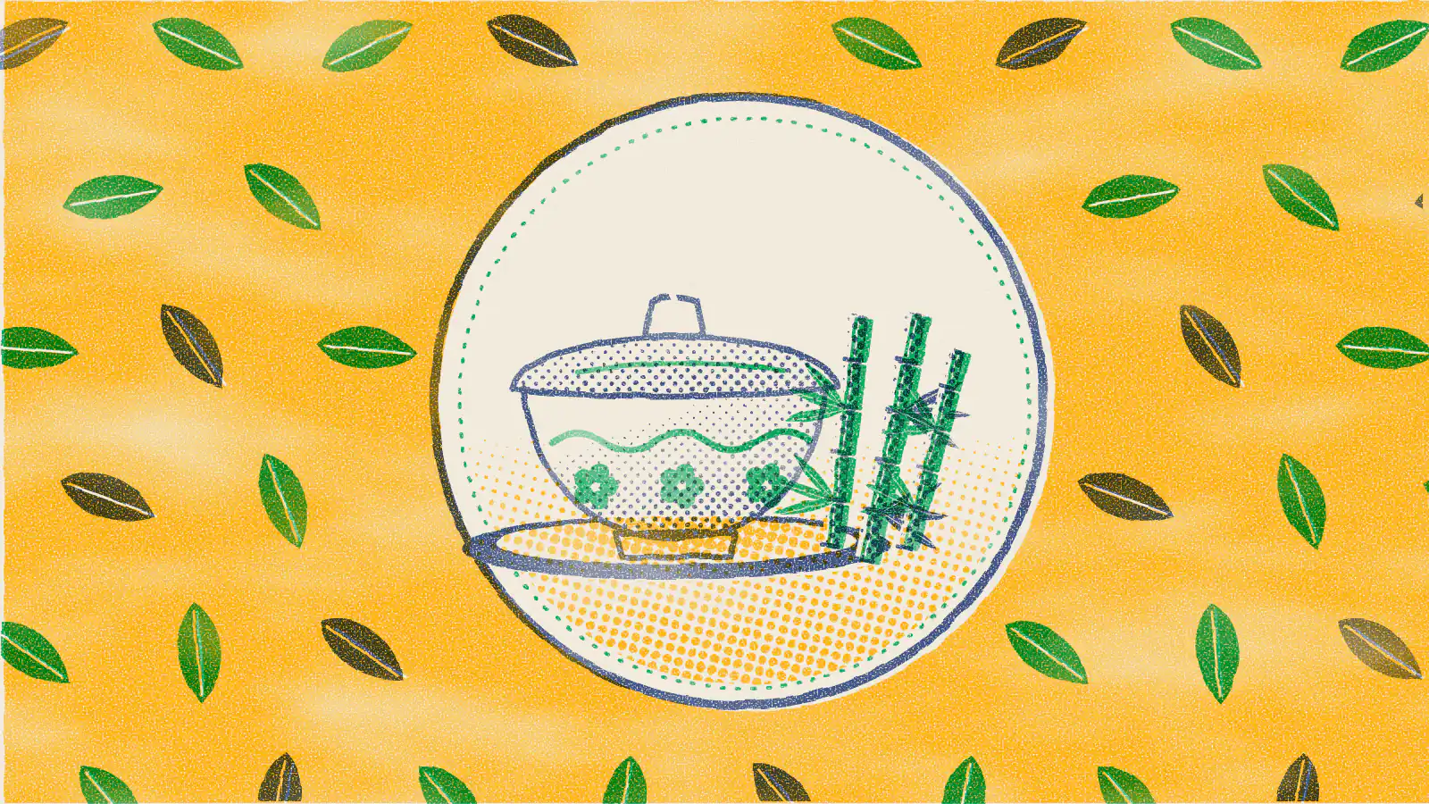 Risograph-style illustration: Bamboo Tea Benefits, Side Effects and How to Make It