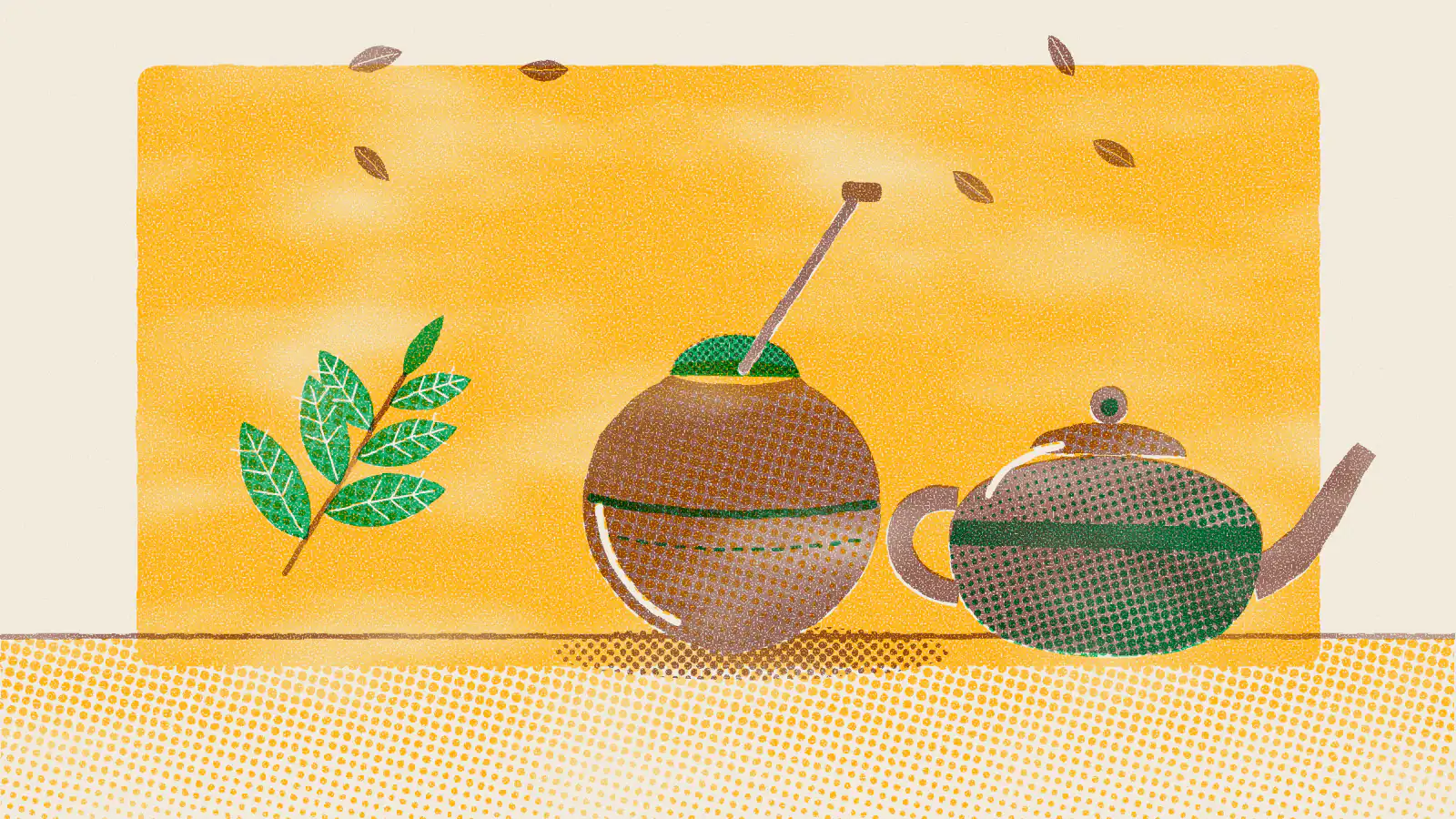 Risograph-style illustration: Benefits of Yerba Mate Tea: What to Know Before You Try It