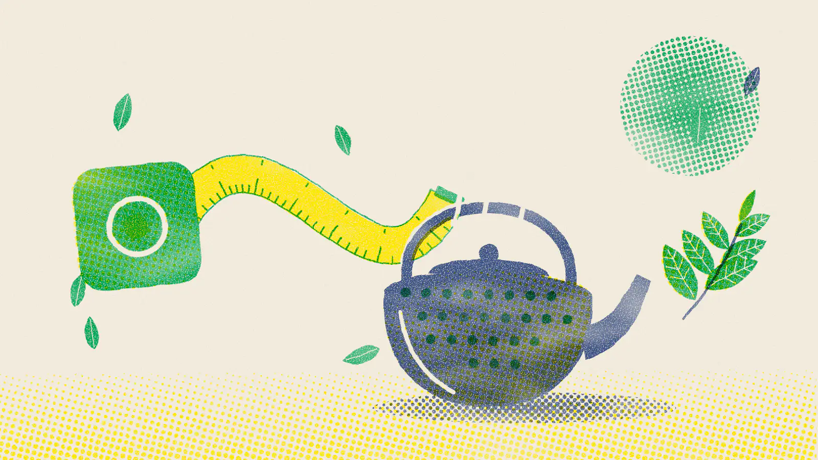 Risograph-style illustration: Best Green Tea for Weight Loss: Recipes and Benefits