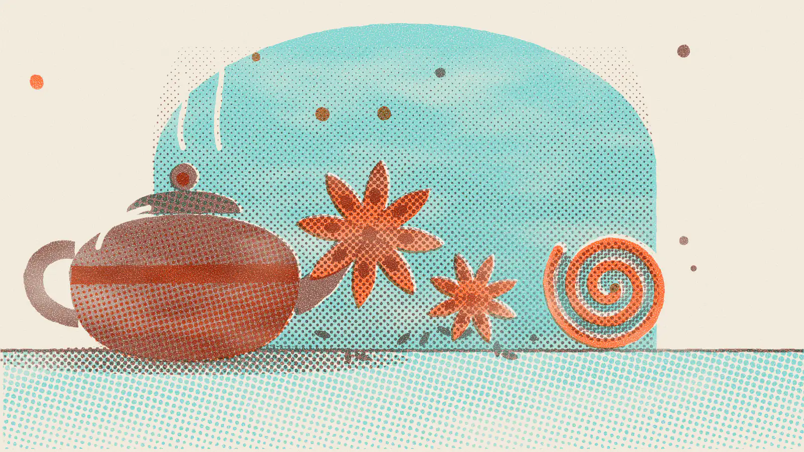 Risograph-style illustration: Best Teas for Acid Reflux: Home Remedies That May Help