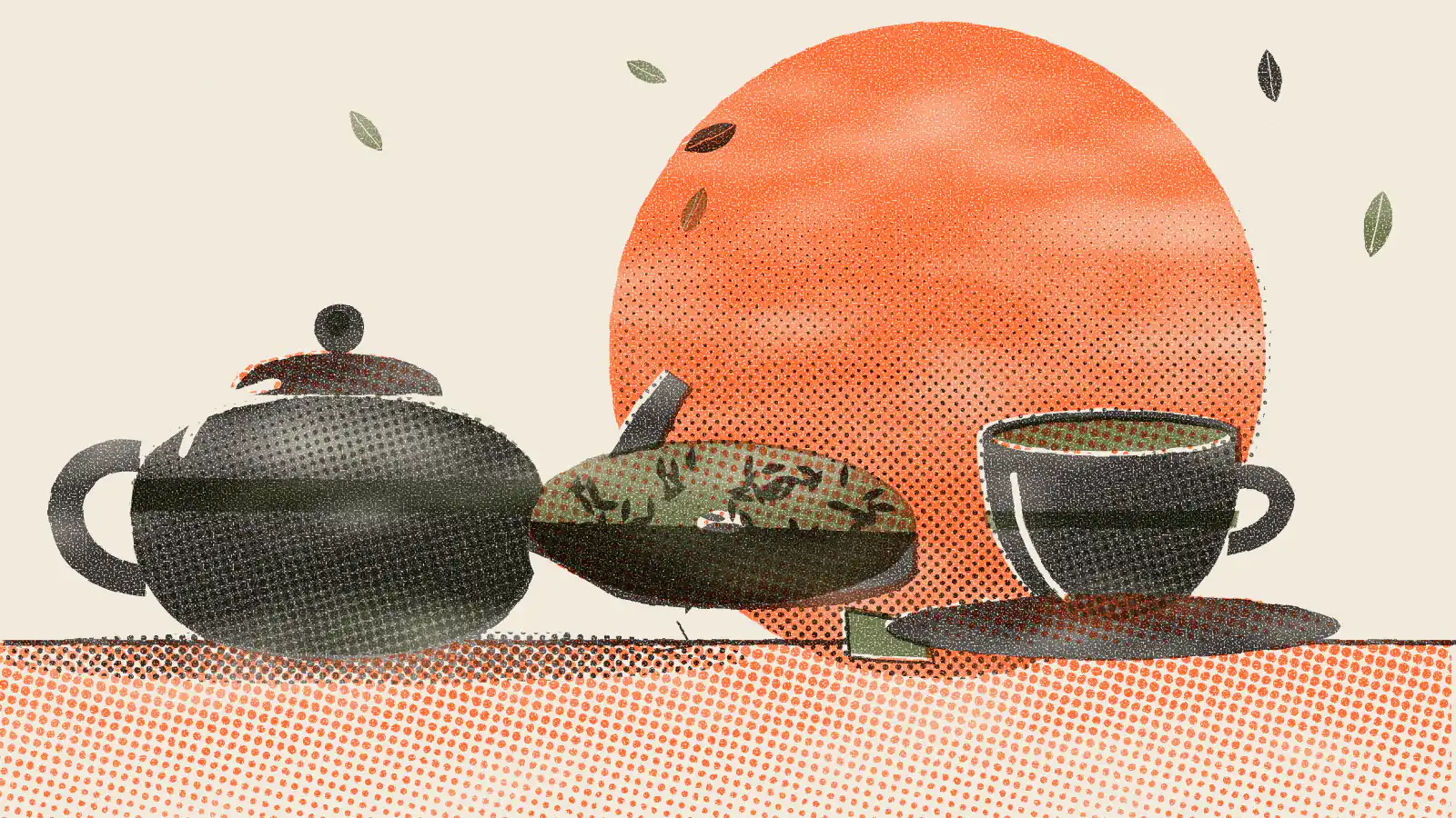 Risograph-style illustration: Best Teas for Beginners: Top 5 Picks and Why