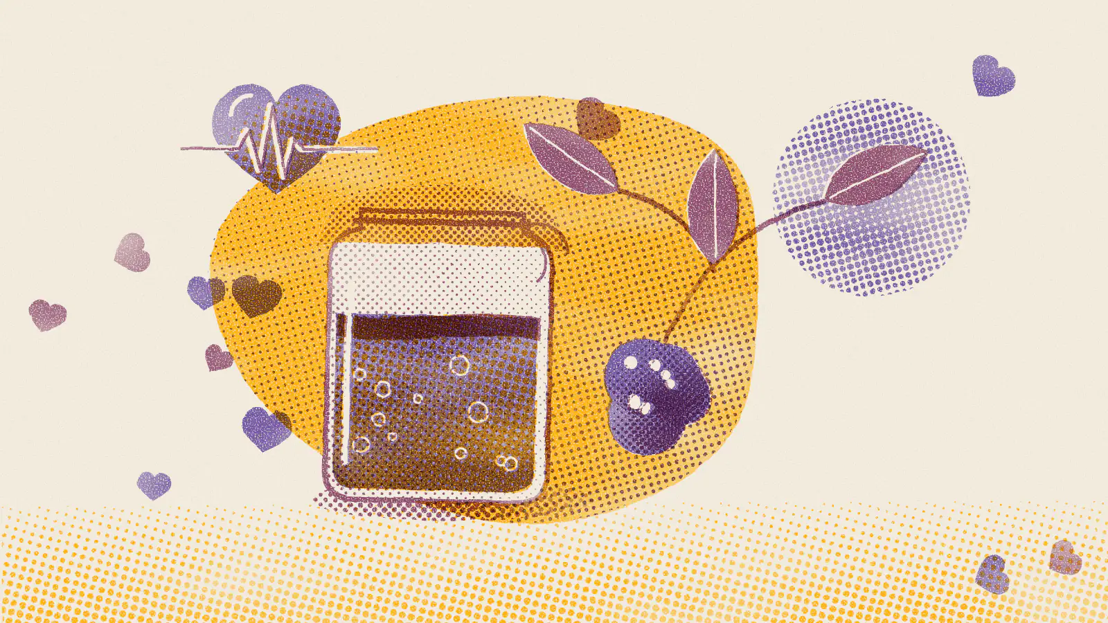 Risograph-style illustration: The Best Teas for Blood Circulation