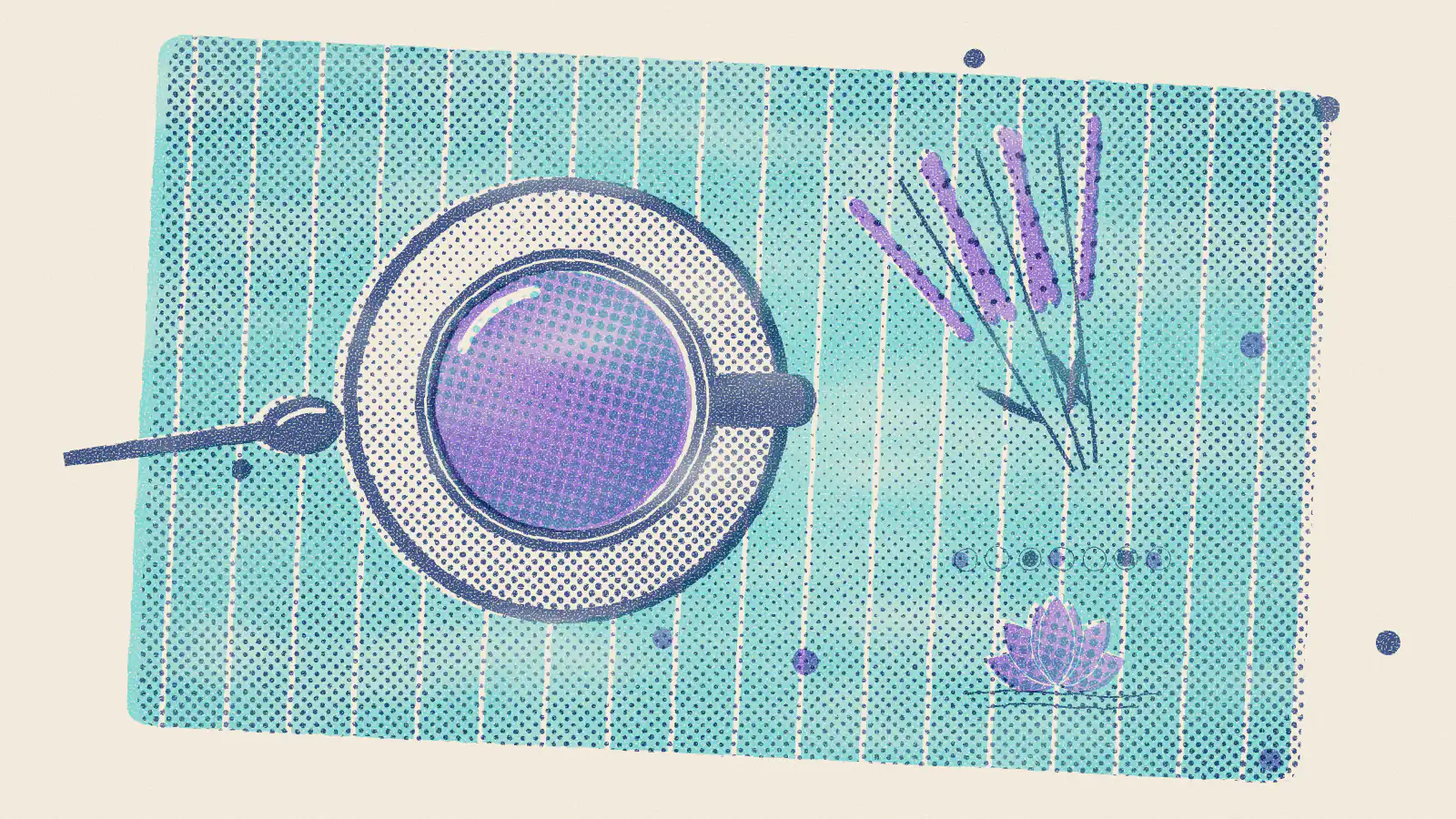 Risograph-style illustration: Best Teas for Chakras: How to Align and Cleanse Them