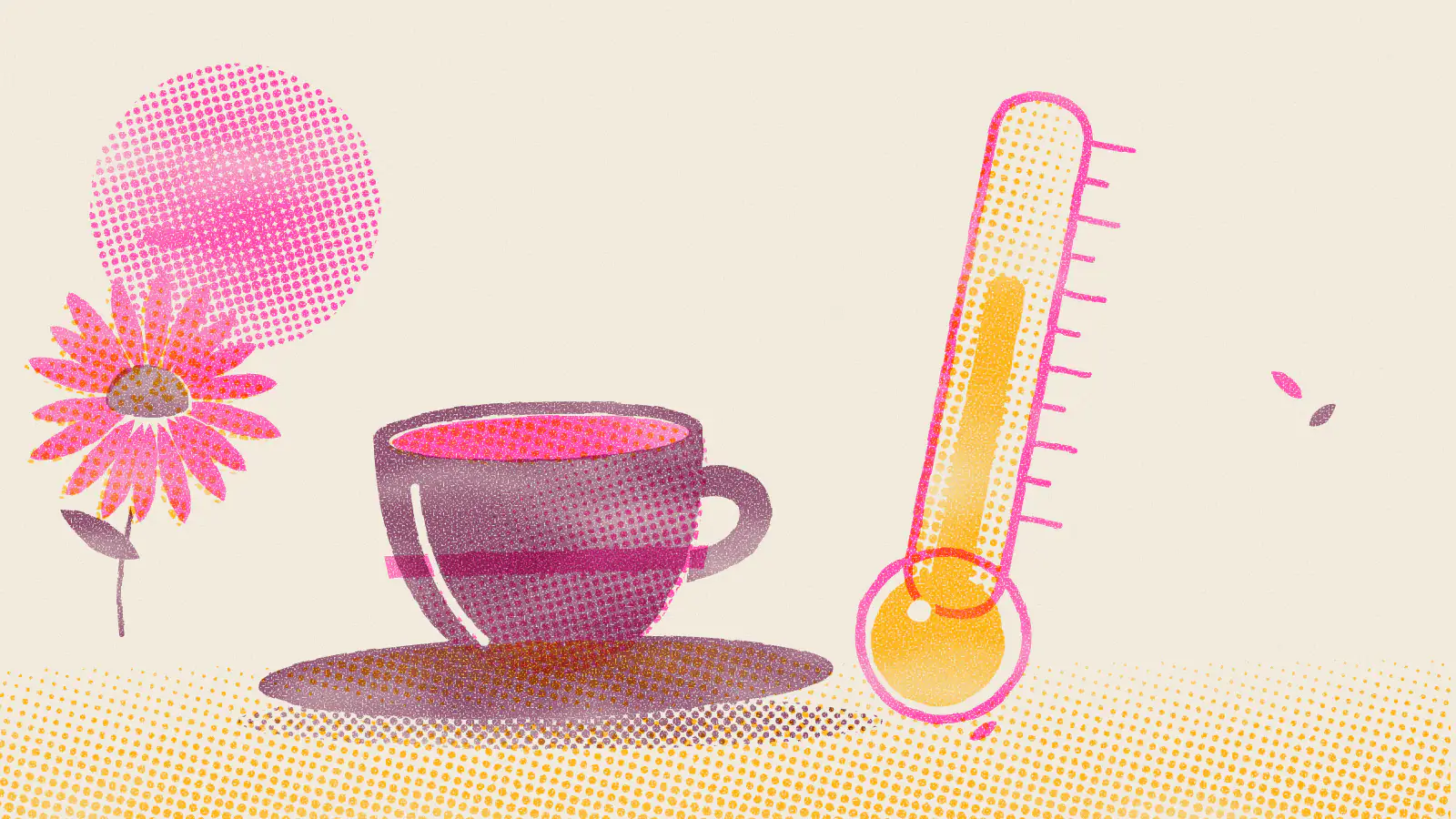Risograph-style illustration: Best Teas for Cold and Flu Season Relief