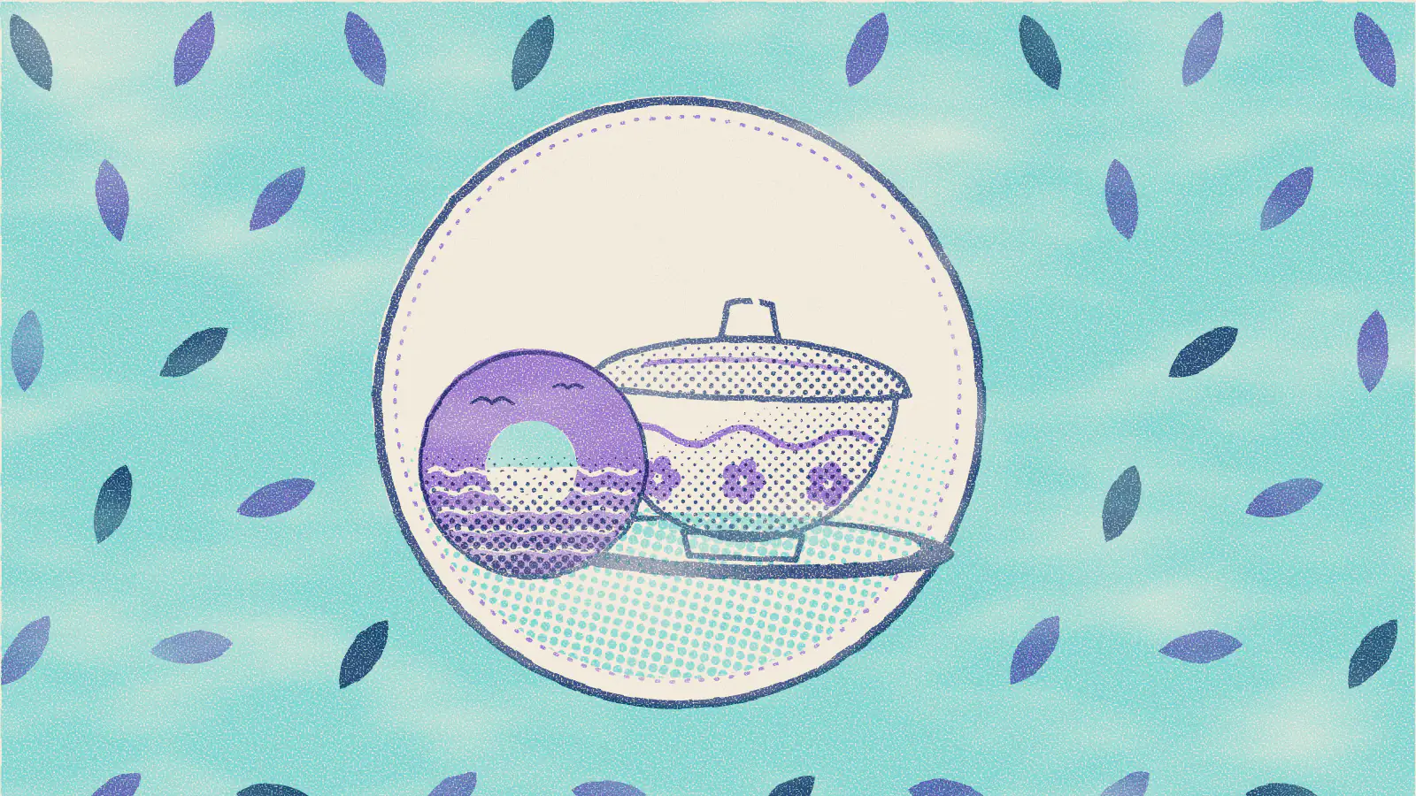 Risograph-style illustration: 8 Best Teas to Relax Muscles and Soothe Soreness