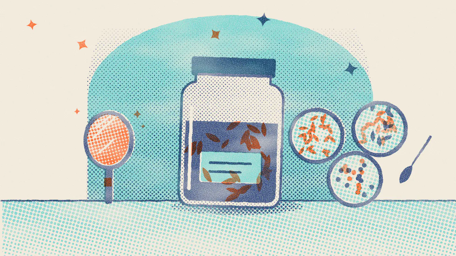 Risograph-style illustration: The Beauty of Blending Teas: A Simple Guide