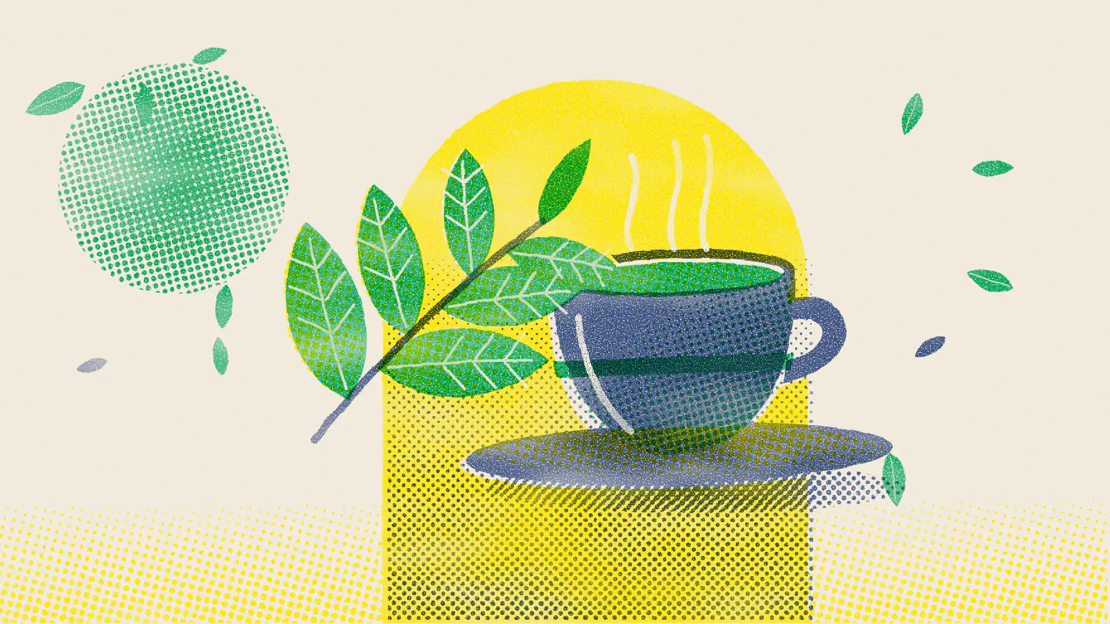 Risograph-style illustration: How Tea Can Help Boost Your Immunity