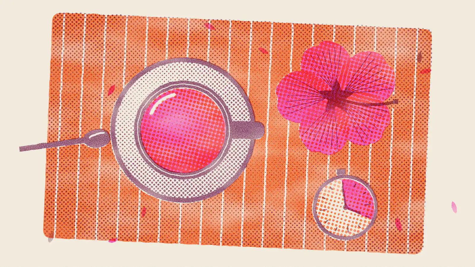 Risograph-style illustration: Can You Drink Herbal Tea While Fasting? Full Guide