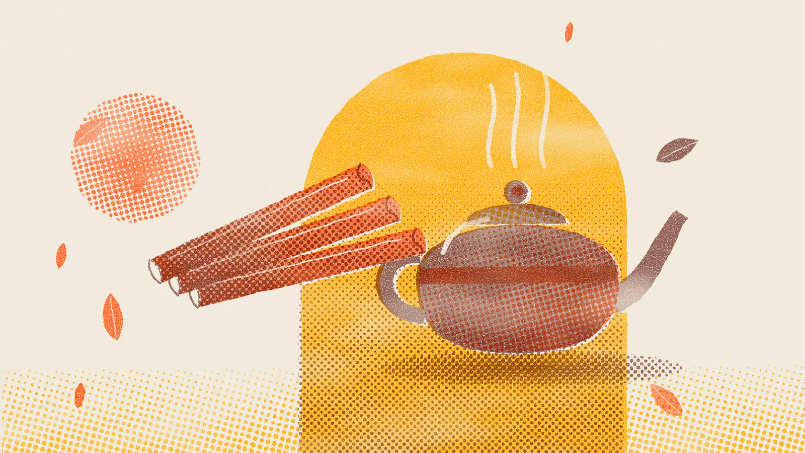 Risograph-style illustration: Chai Tea Caffeine Content: How Much Is Too Much?