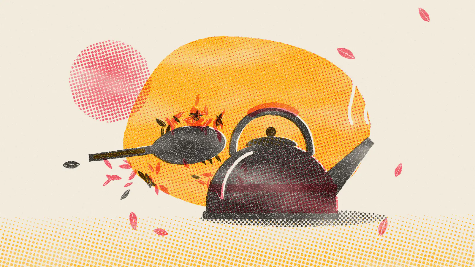 Risograph-style illustration: Darjeeling Tea: Benefits, Brewing and Side Effects