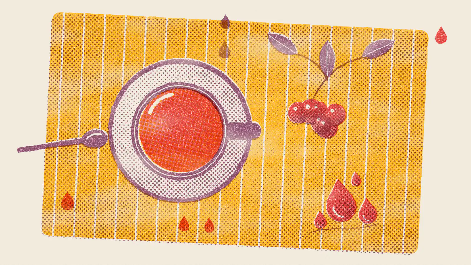 Risograph-style illustration: 10 Best Detox Cleansing Teas You Should Try