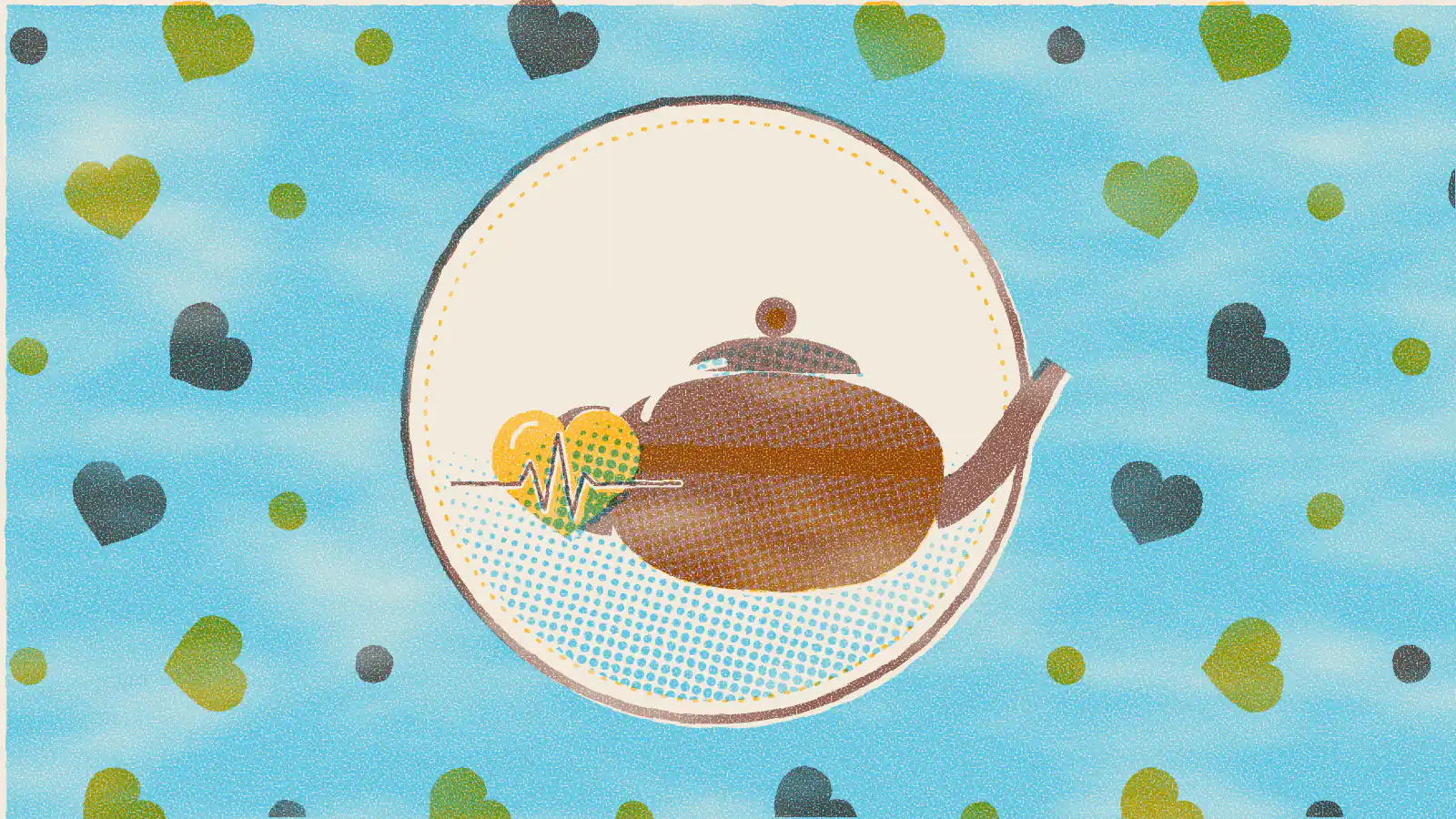 Risograph-style illustration: Does Ginger Tea Reduce High Blood Pressure?