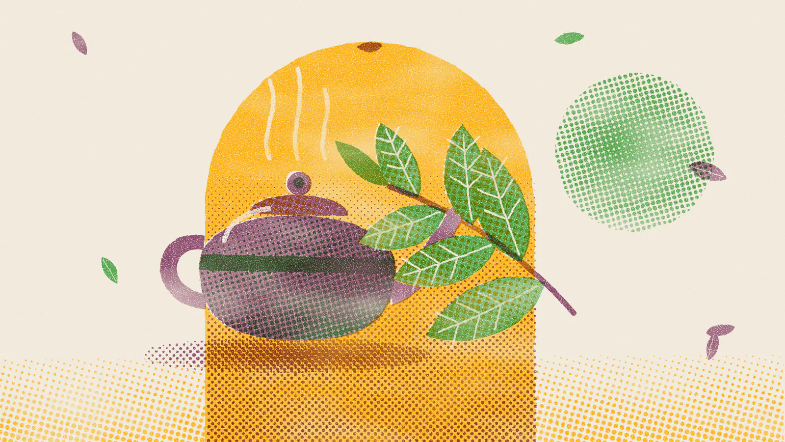 Risograph-style illustration: Does Loose Leaf Tea Expire? Storage and Shelf Life