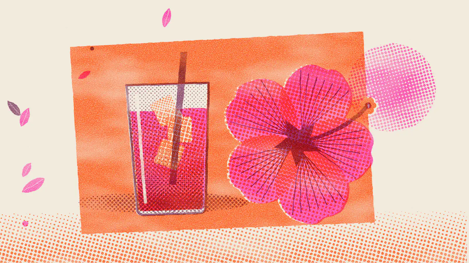 Risograph-style illustration: Hibiscus Tea Side Effects: What You Need to Know