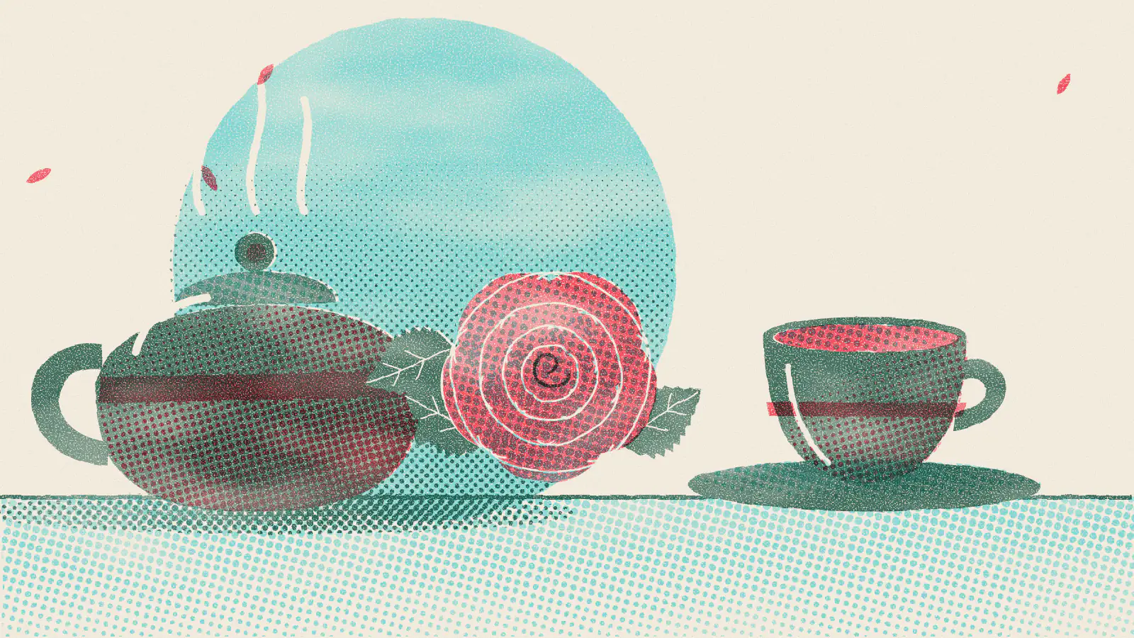 Risograph-style illustration: Fruit Teas: Benefits, Flavor Combos and How to Make Them
