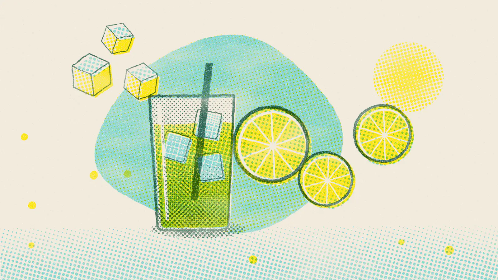Risograph-style illustration: 7 Good Reasons to Drink Iced Tea (Plus How to Make It)