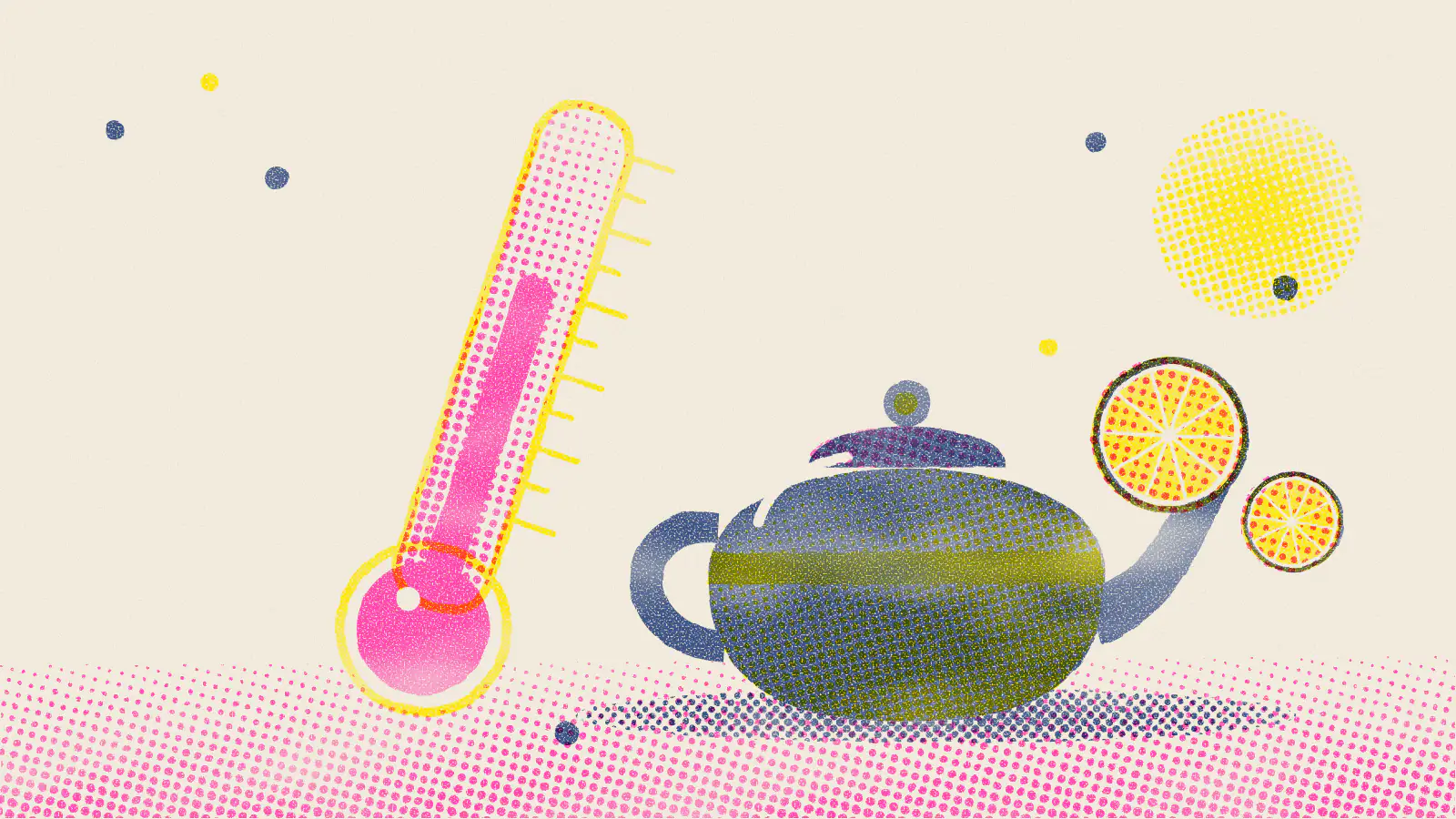 Risograph-style illustration: What Kind of Tea Is Good for a Cold? 5 Options