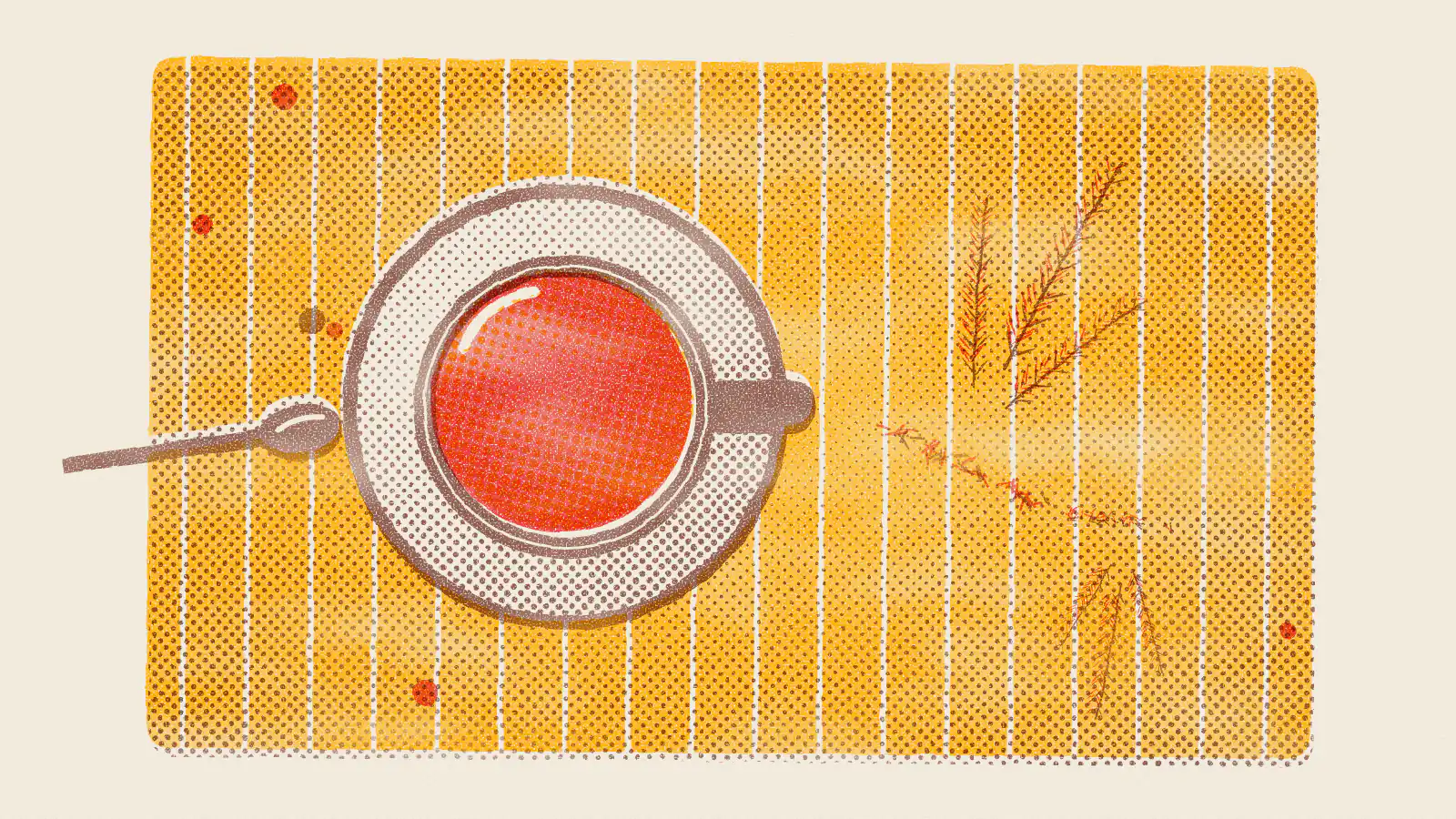 Risograph-style illustration: Green Rooibos Tea: Benefits, Side Effects, How to Brew