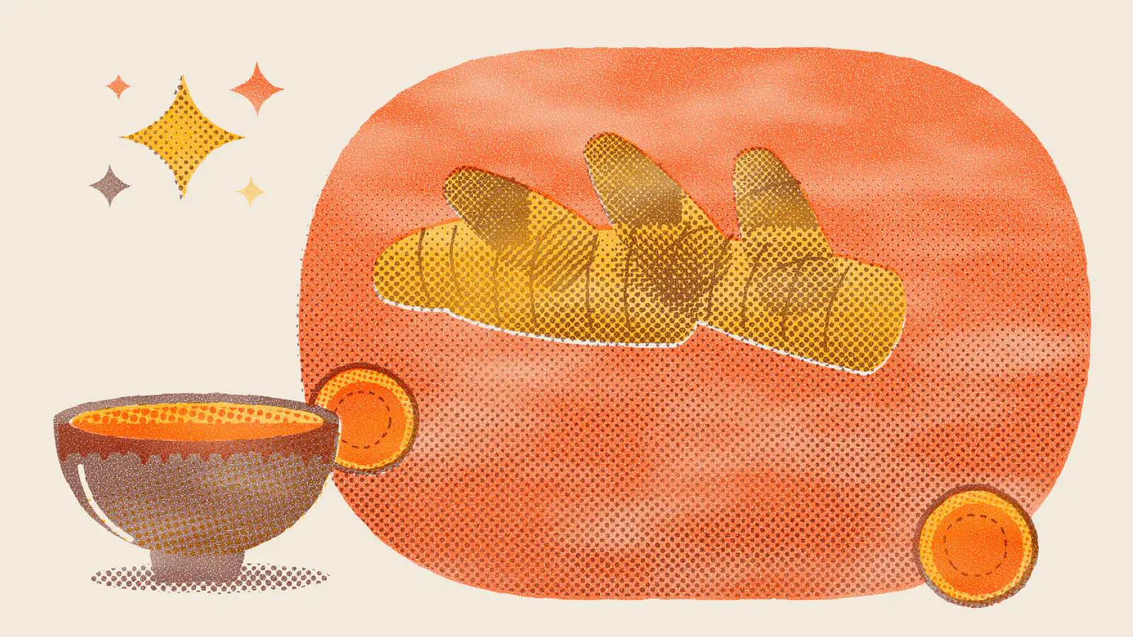 Risograph-style illustration: The Healthiest Herbal Teas and Their Benefits