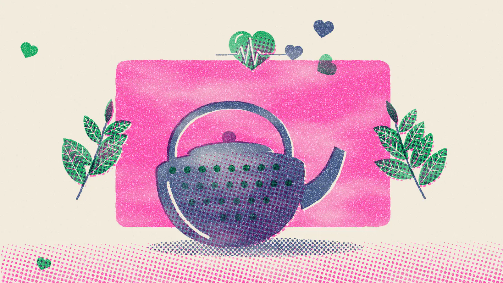 Risograph-style illustration: Herbal Teas for Blood Pressure: Do They Really Help?