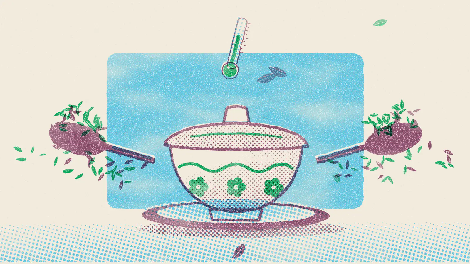 Risograph-style illustration: How to Drink Tea Like a Pro: 6 Simple Brewing Tips