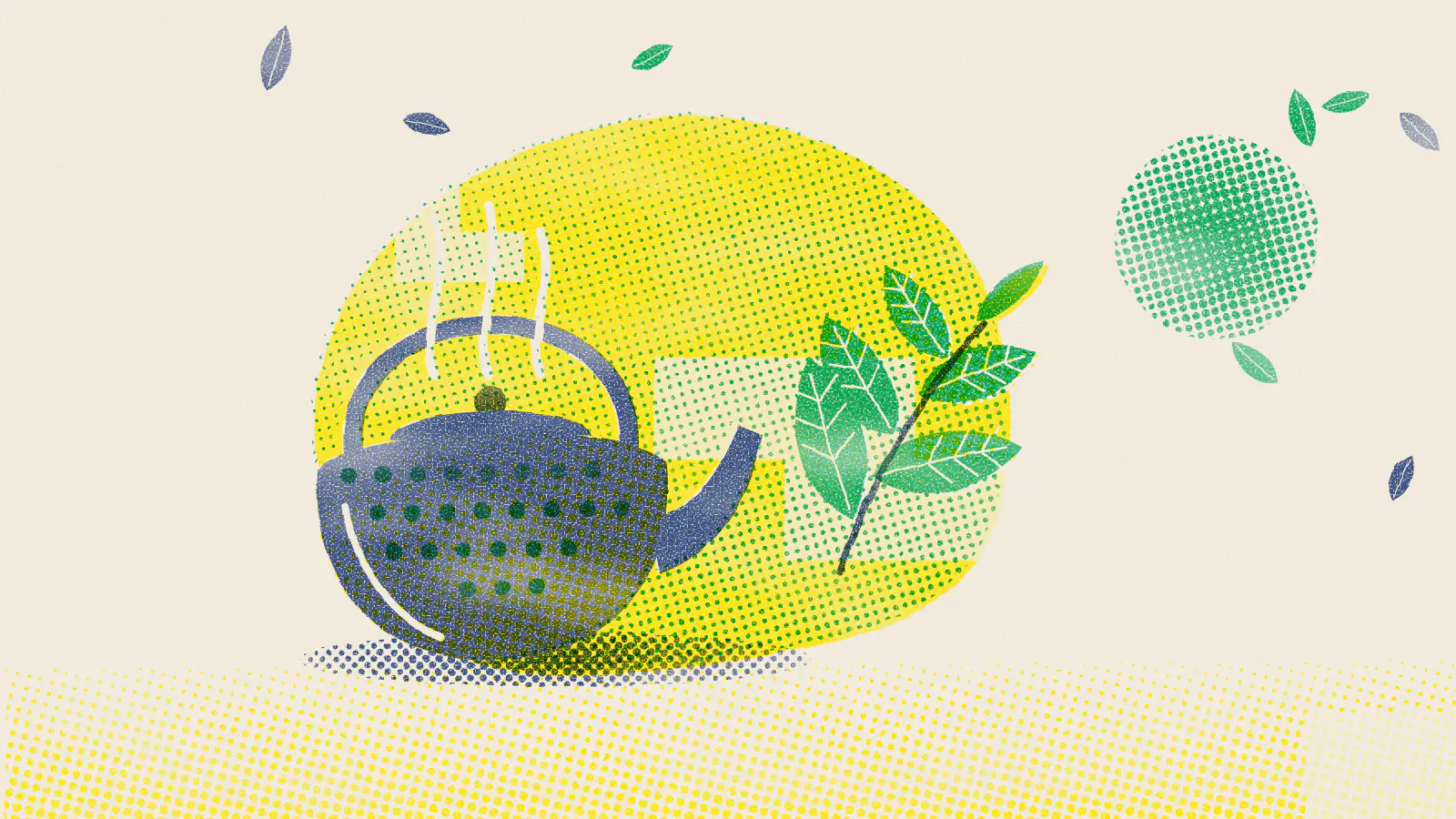 Risograph-style illustration: How to Make Green Tea: A Complete, Simple Guide