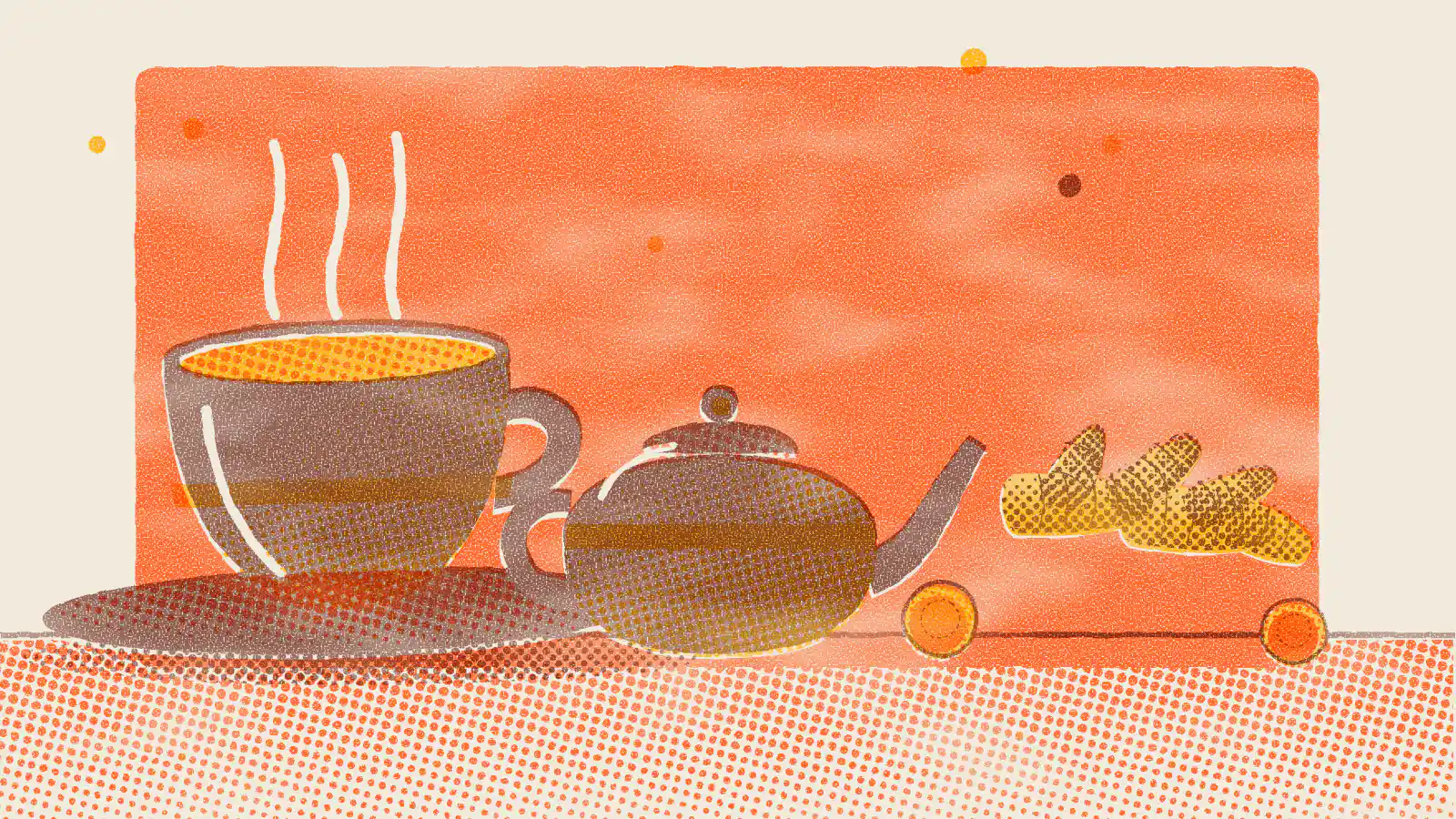 Risograph-style illustration: How to Make Turmeric Tea, Plus Its Health Benefits