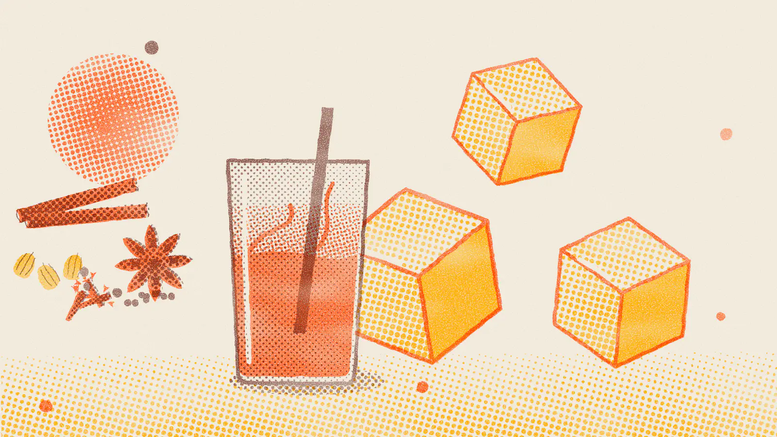 Risograph-style illustration: The Best Iced Chai Tea Latte You'll Ever Make