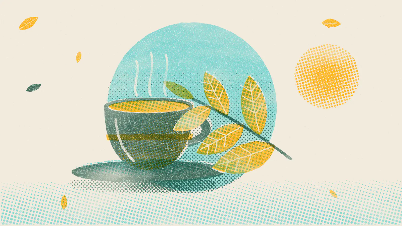 Risograph-style illustration: Best Starbucks Tea Drinks and How to Order Them