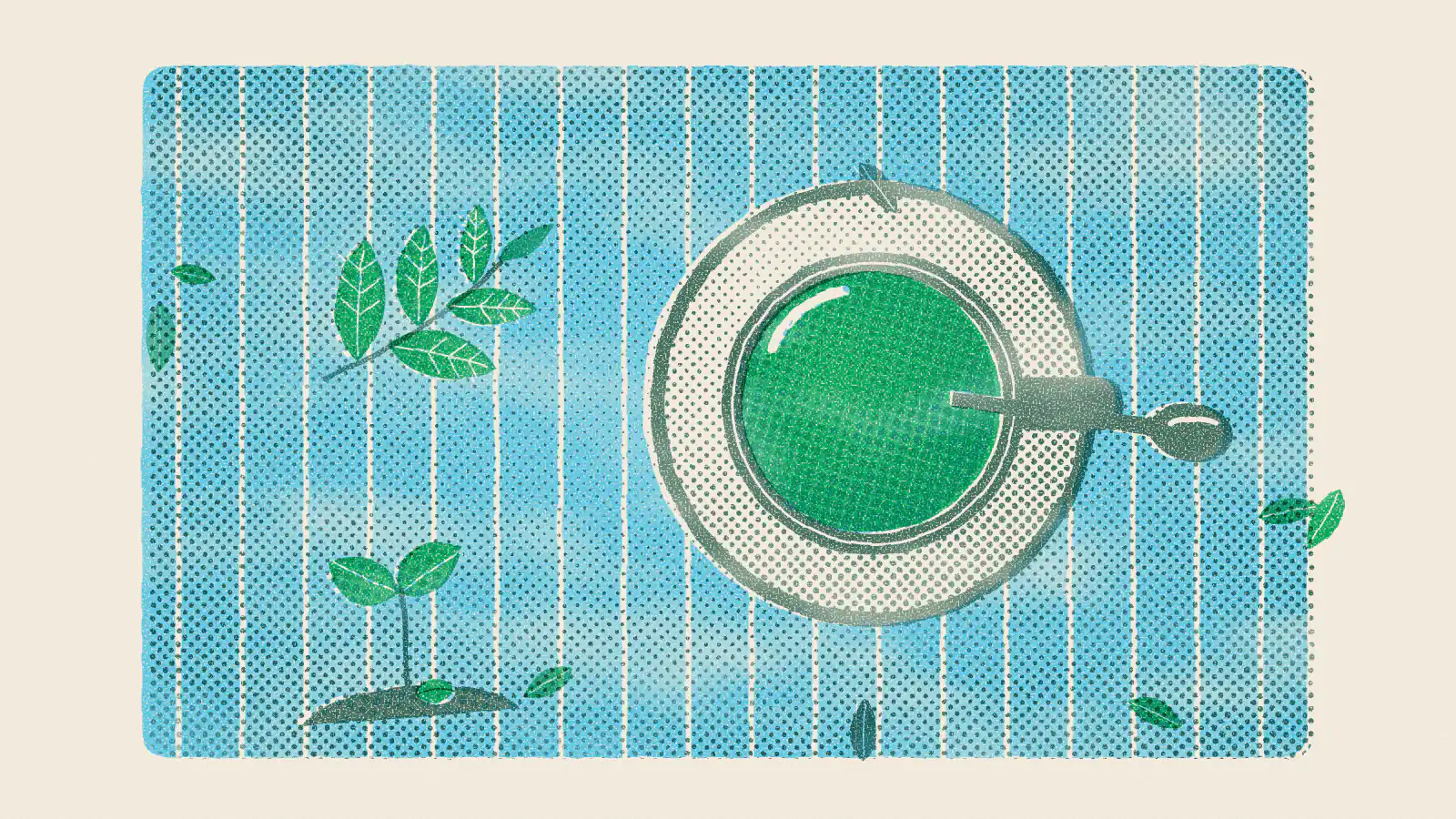 Risograph-style illustration: Is Green Tea Safe During Pregnancy? Benefits and Risks