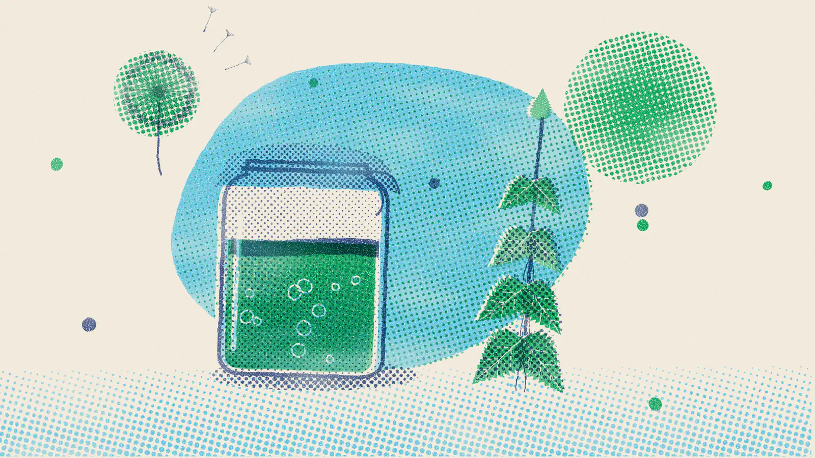 Risograph-style illustration: Is Tea Good for Allergies? Best Teas to Try