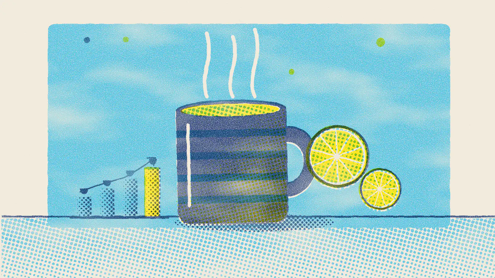 Risograph-style illustration: Is Tea Popular in America? US Tea Consumption Data