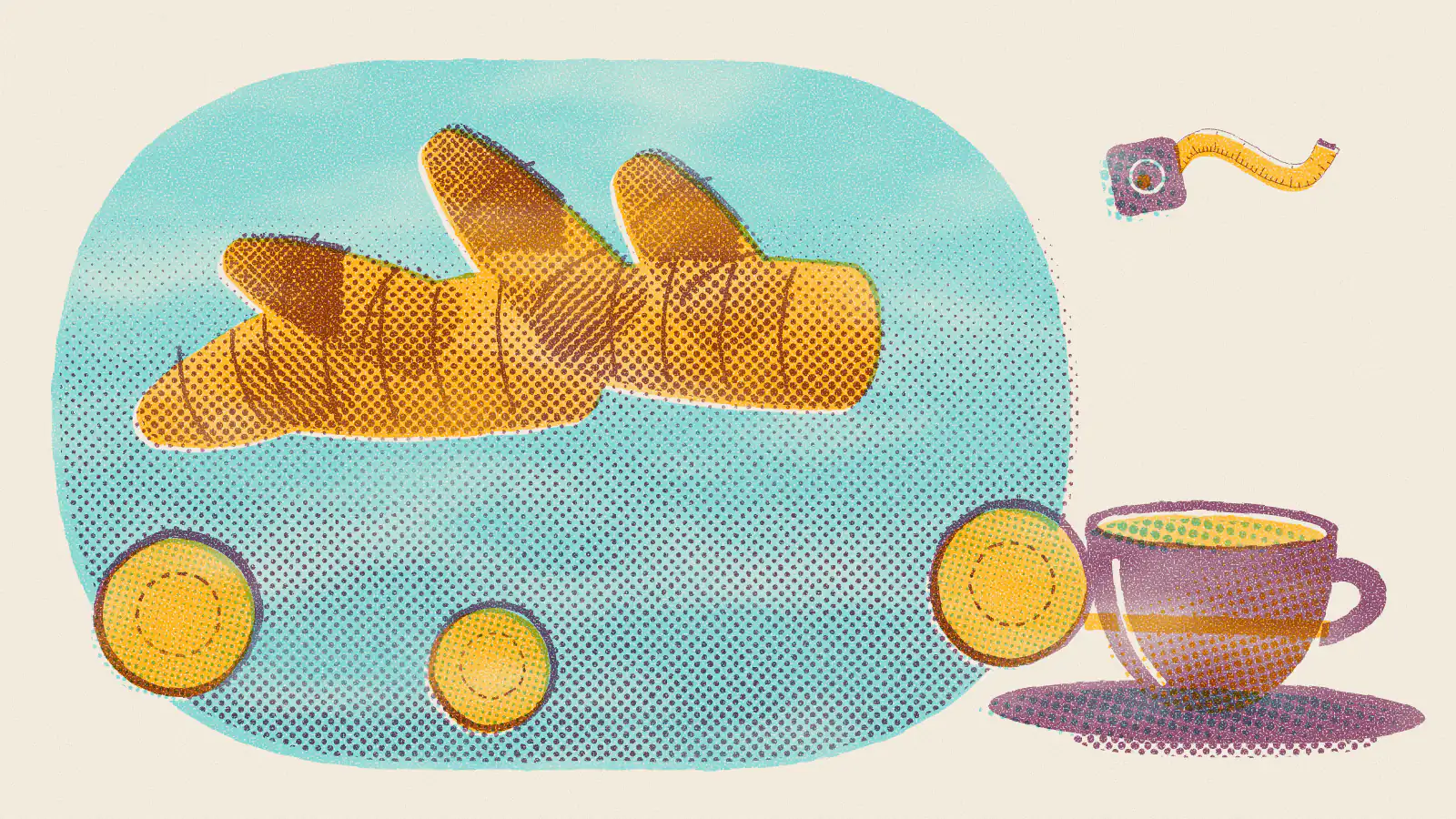 Risograph-style illustration: How to Lose Weight With Herbal Tea: 8 Teas That May Help