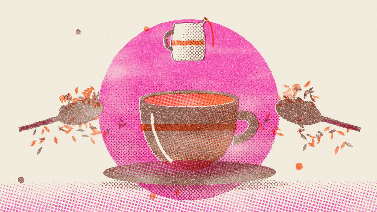 Risograph-style illustration: Is Milk in Tea Good for You? What to Know, Plus Recipes