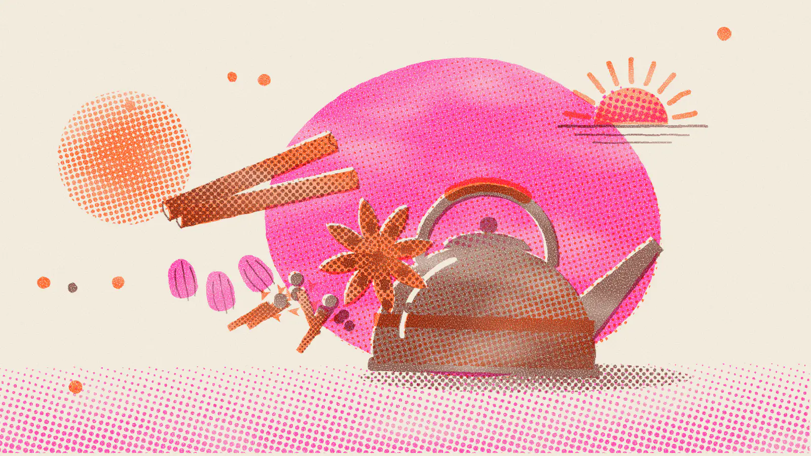 Risograph-style illustration: Is It Healthy to Drink Tea Every Morning?