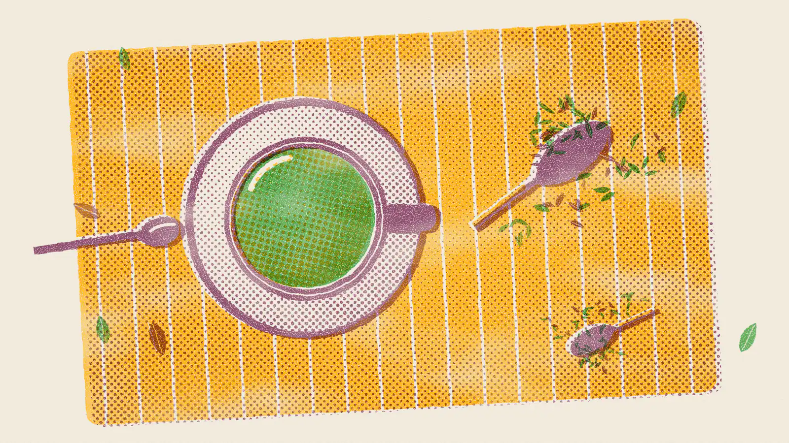 Risograph-style illustration: Oolong Tea Benefits, Side Effects and How to Make It