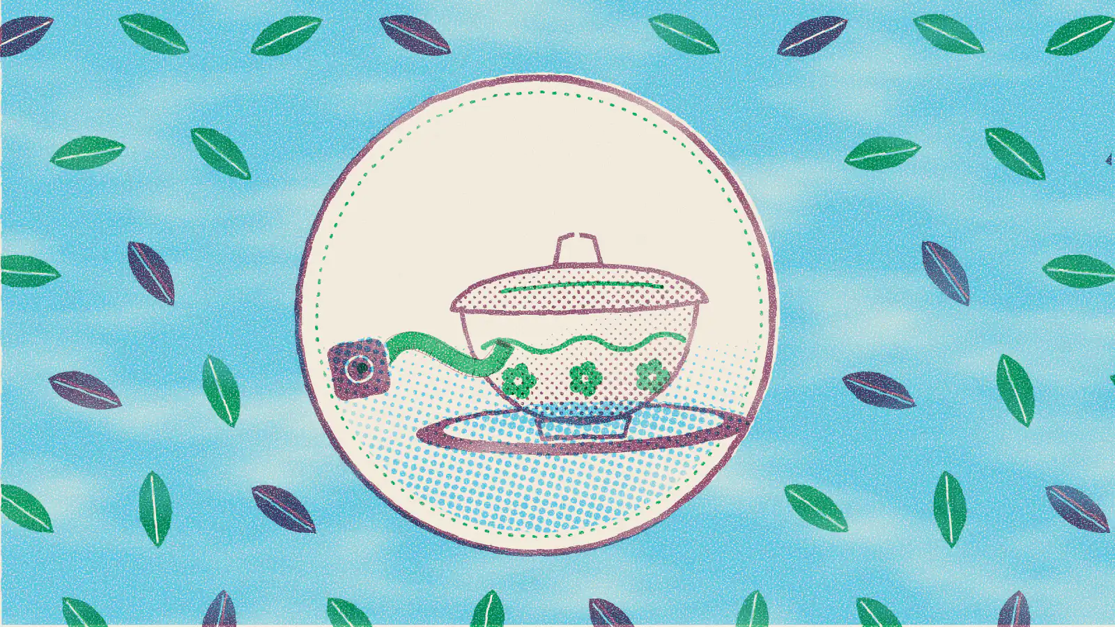 Risograph-style illustration: Does Oolong Tea Really Help Your Waistline?