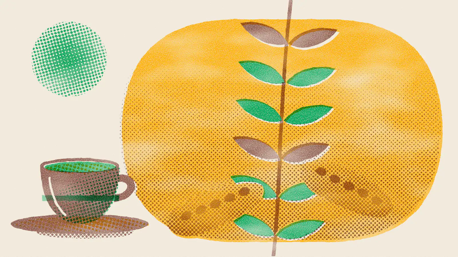 Risograph-style illustration: Senna Tea: When to Take It, Benefits and Side Effects