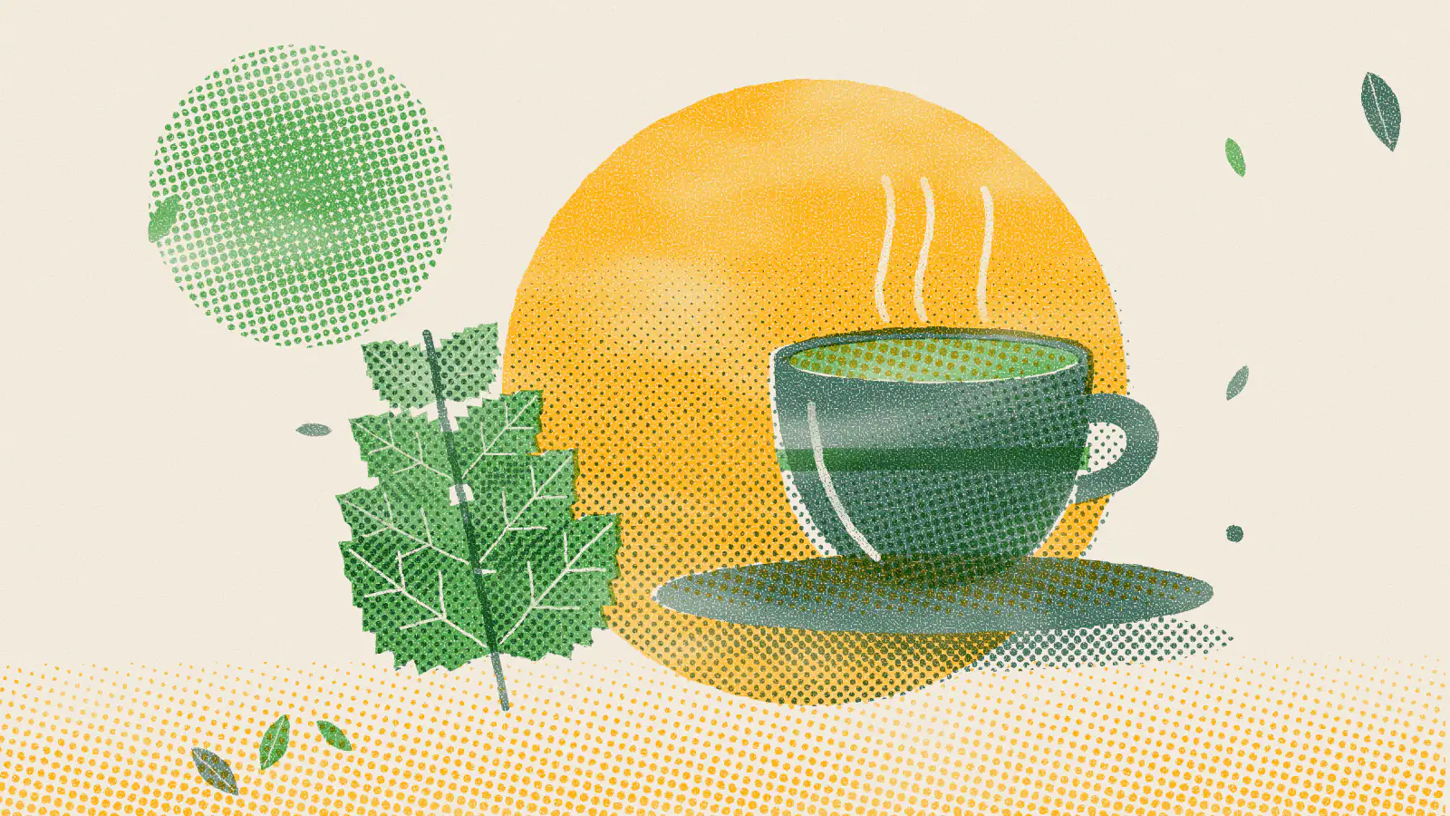 Risograph-style illustration: Tea for Anxiety: How to Pick the Right One to Relax