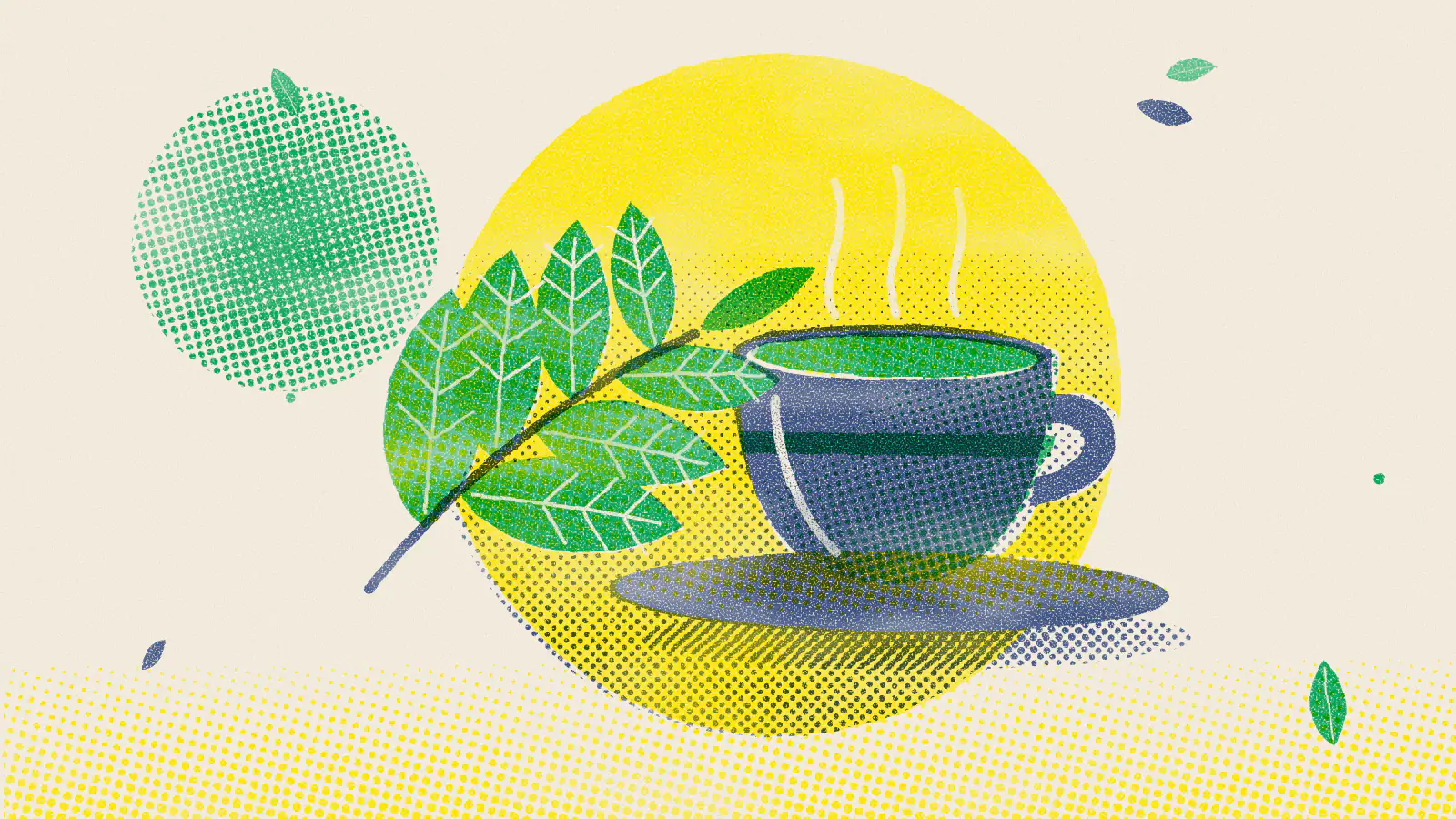Risograph-style illustration: Tea for Low Blood Pressure: Which Teas Help and Why