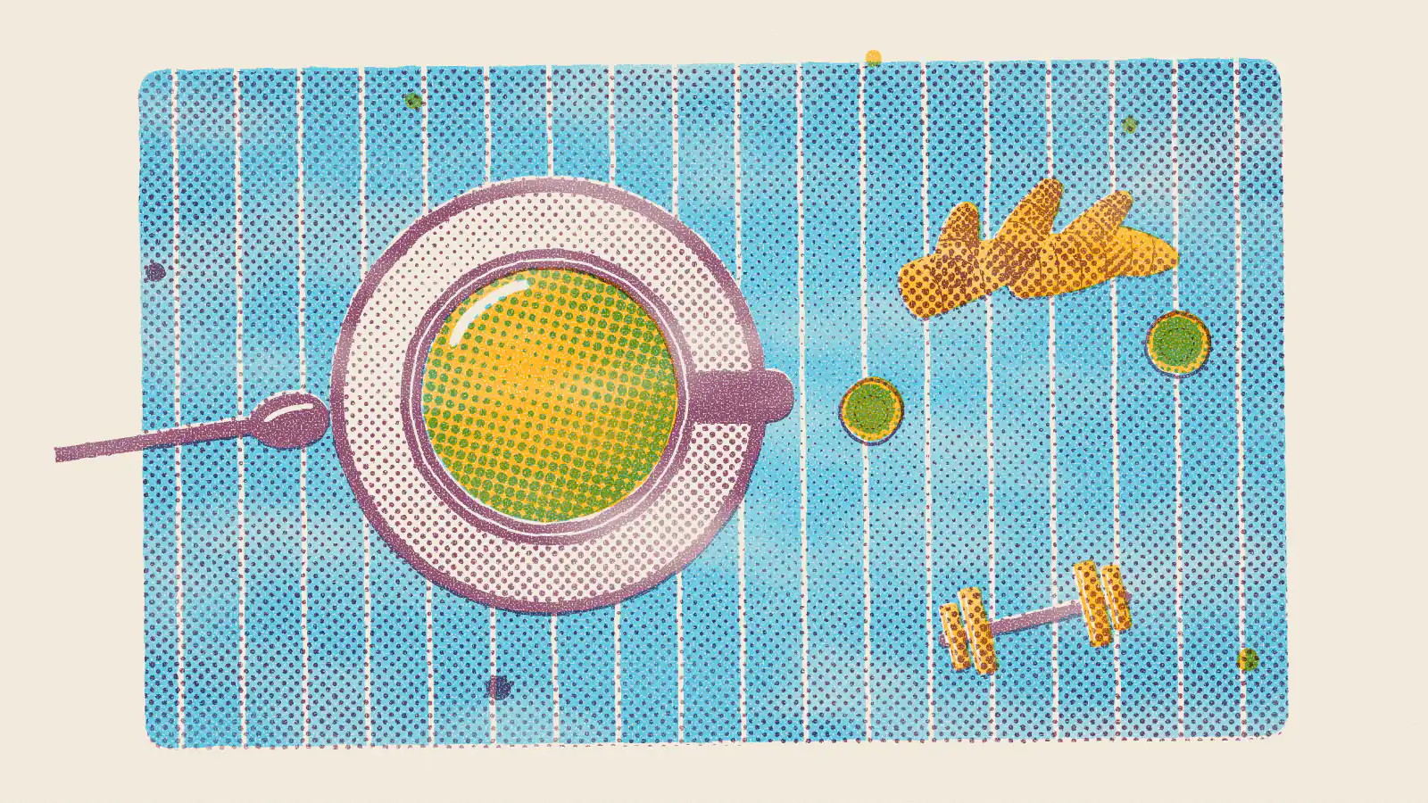 Risograph-style illustration: Best Teas for Athletes: Before and After a Workout