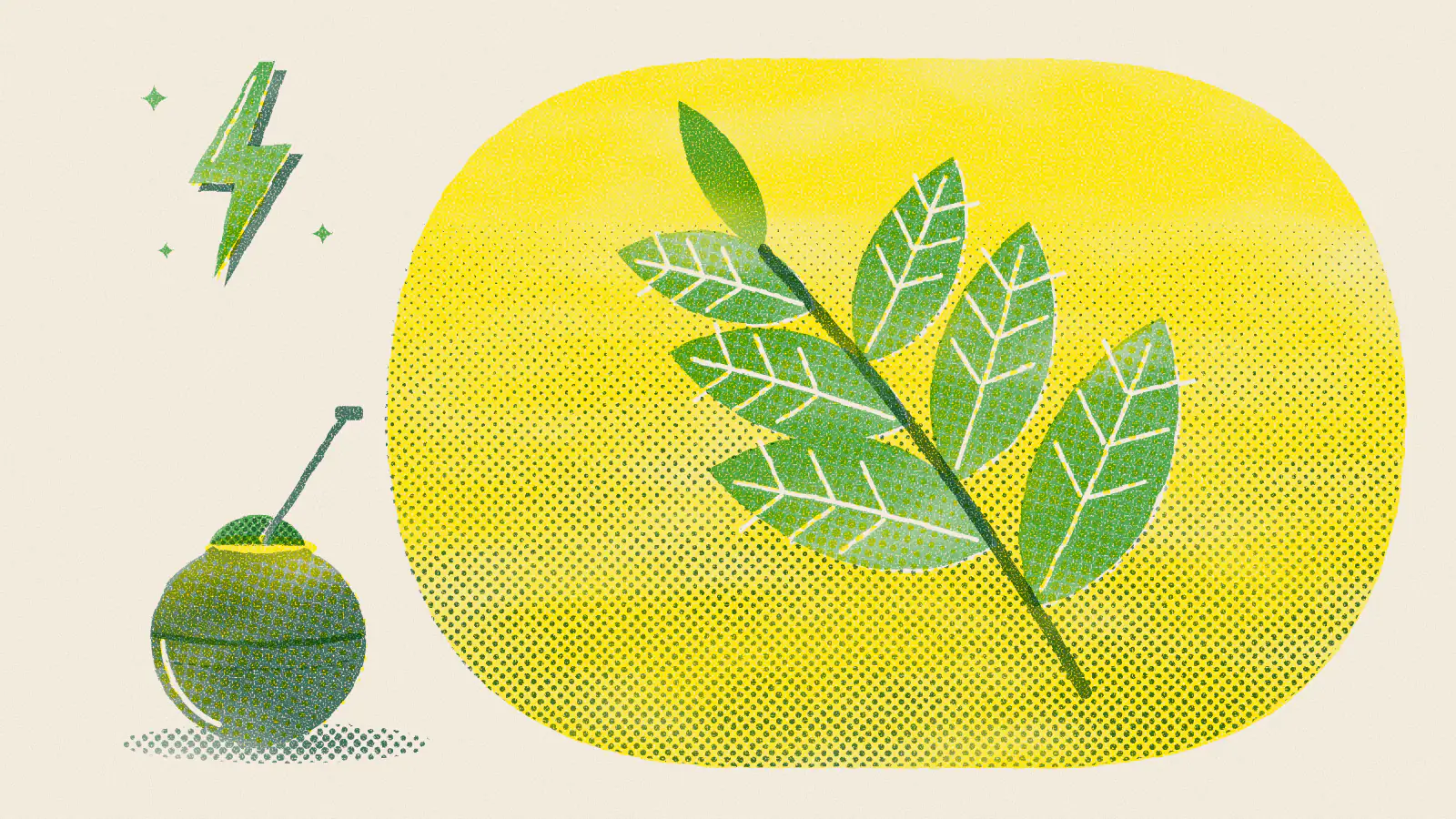 Risograph-style illustration: 12 Best Teas for Energy to Beat Afternoon Fatigue