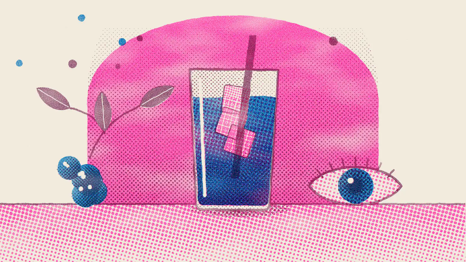 Risograph-style illustration: 8 Teas That May Support Your Eyesight