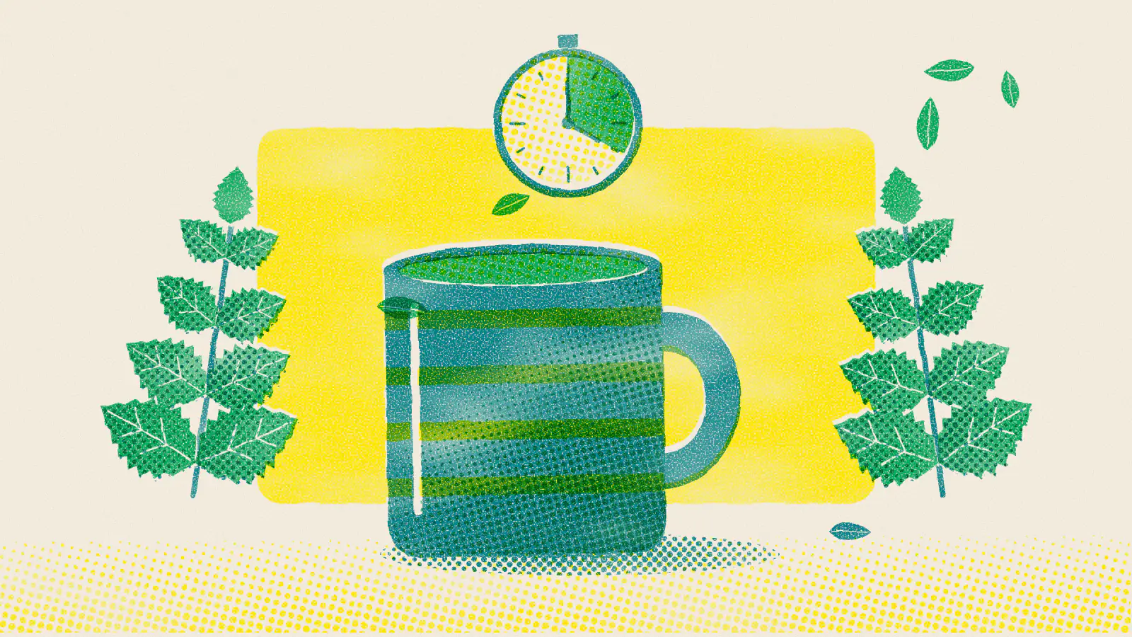 Risograph-style illustration: Best Teas for Intermittent Fasting (And What to Skip)
