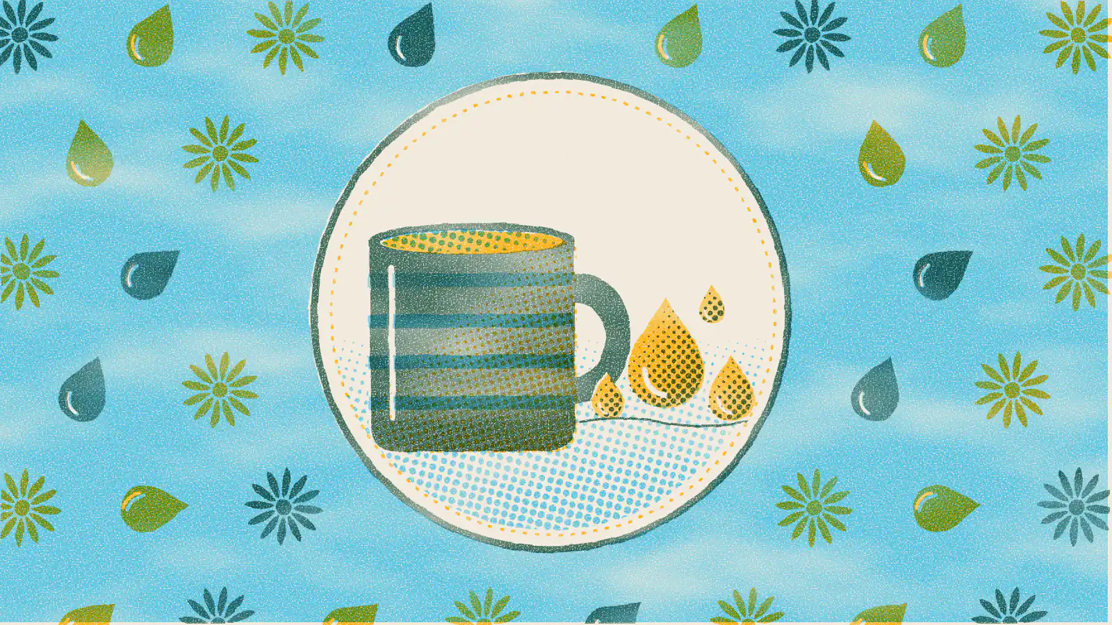 Risograph-style illustration: 7 Best Teas for Kidney Health, According to Research