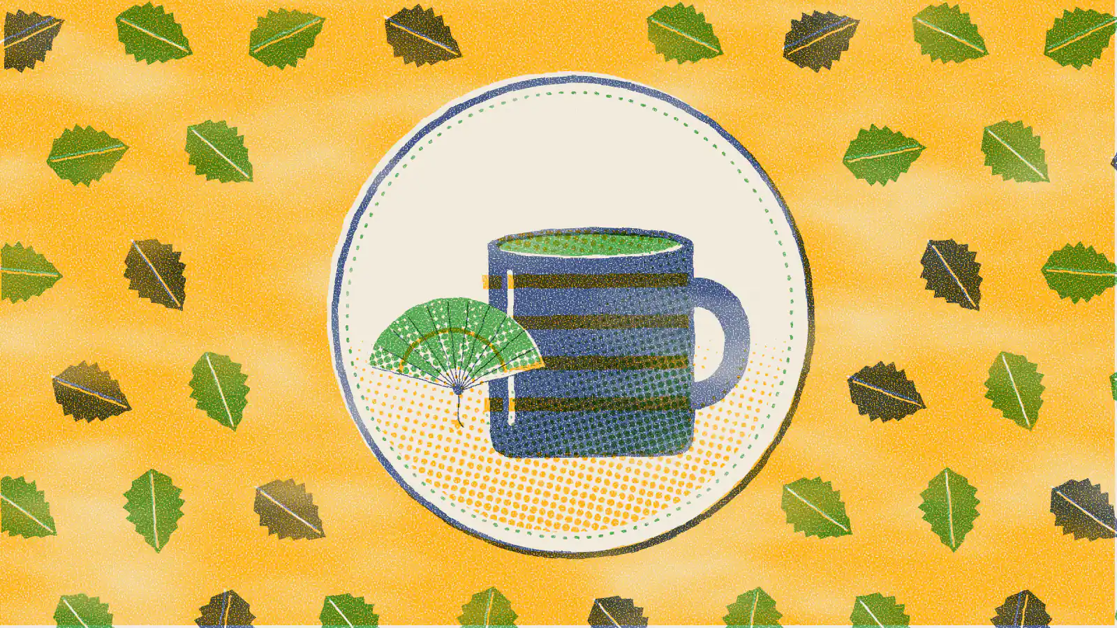 Risograph-style illustration: Best Teas for Menopause: What May Help With Symptoms
