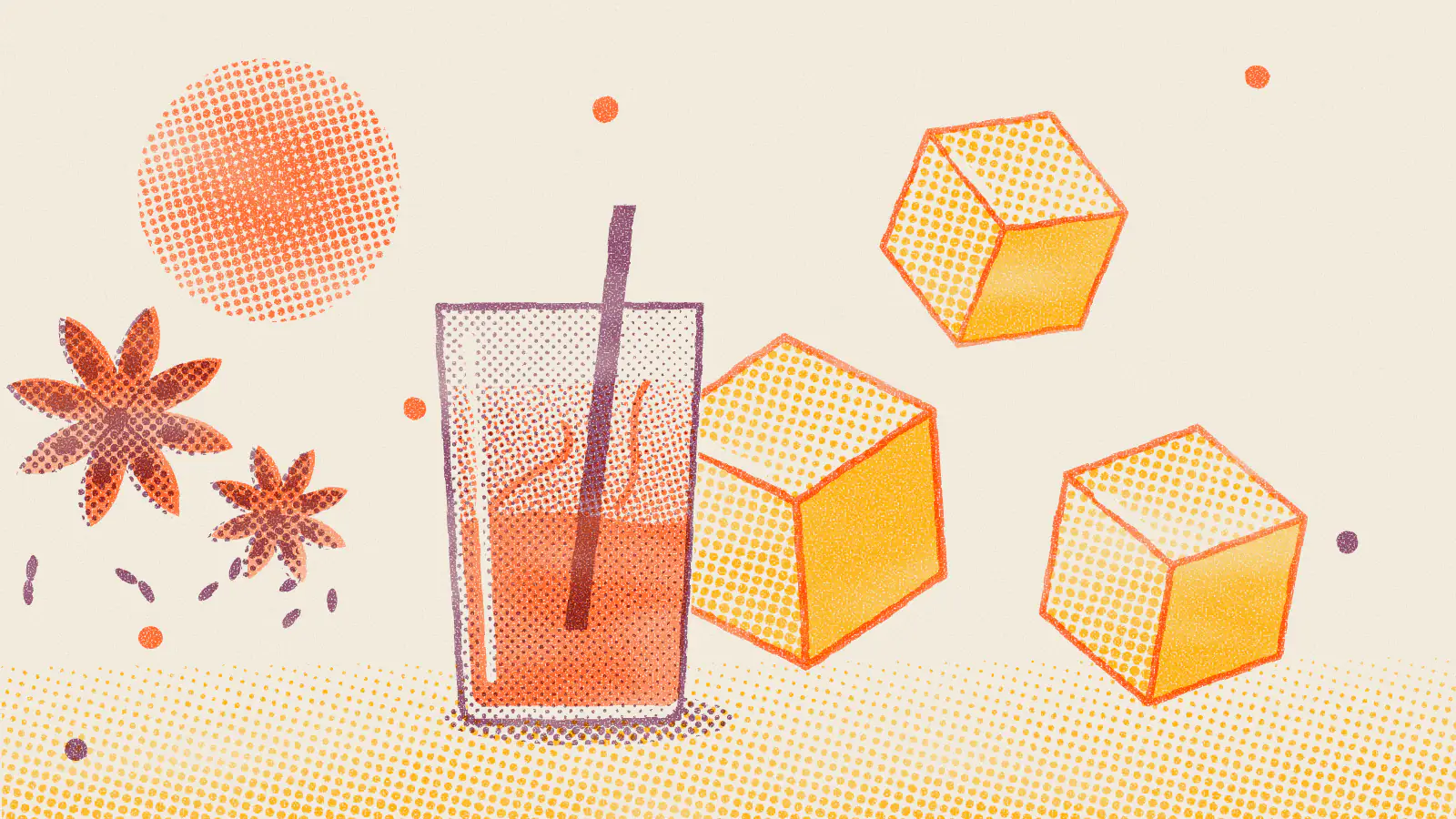 Risograph-style illustration: Thai Iced Tea: What It Is and How to Make It