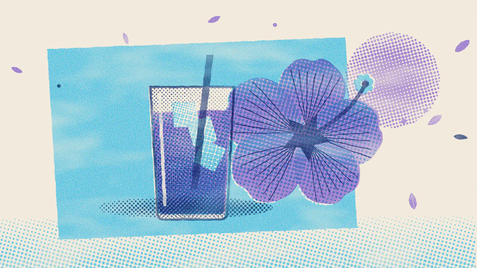 Risograph-style illustration: Butterfly Pea Flower Tea: Benefits and How to Make It