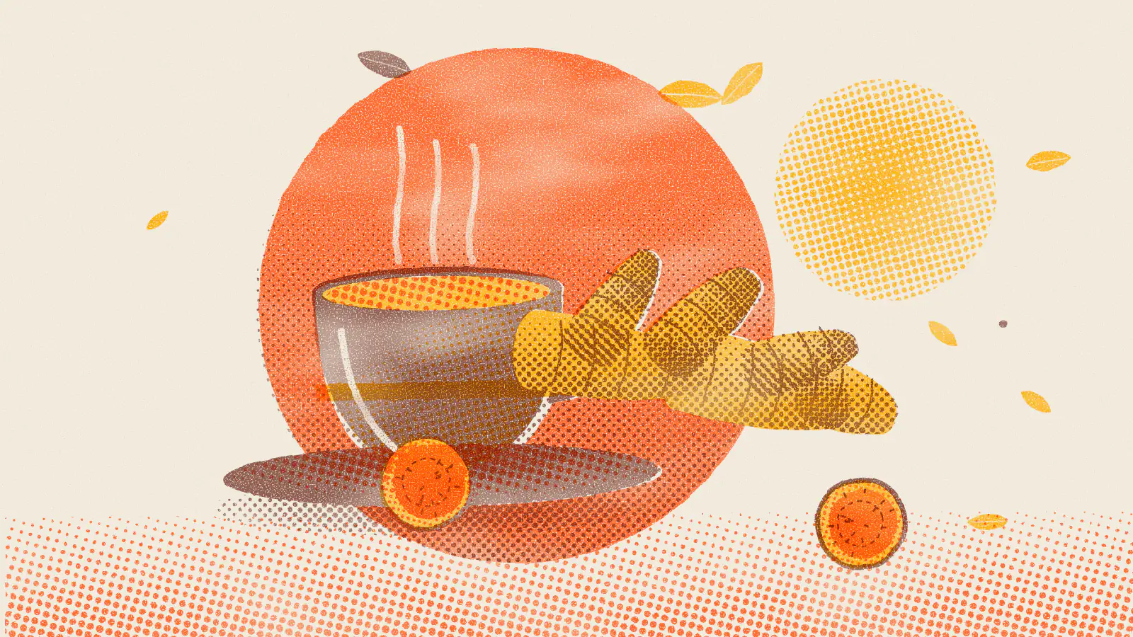 Risograph-style illustration: Turmeric Tea Benefits: 5 Reasons to Drink It Daily